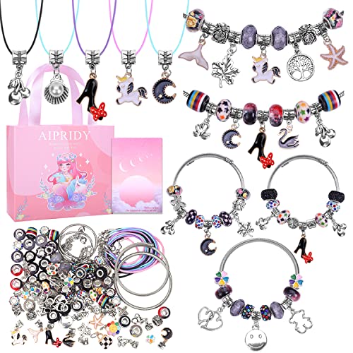 Aipridy 112 Pcs Diy Charm Bracelet Making Kit,Necklaces Jewelry Making Supplies Beads,Snake Chain Jewelry Gift Set For Girls Teens(Black Gray) #TOP15