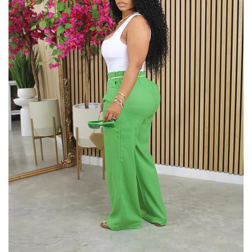 Women's Casual Drawstring Waist Wide Leg Loose Cotton Linen Wide Leg Palazzo Pants Beach Pants Summer Outfits4