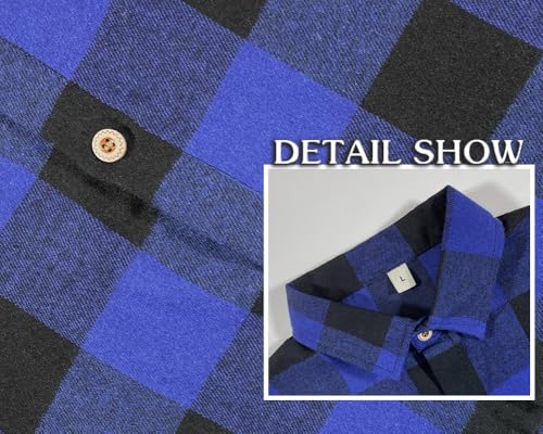 Image of SELINK Girls Long Sleeve Flannel Buffalo Plaid Button Down Shirt | Soft Flannel Fabric,Classic Buffalo Plaid Button Down Collared Blouse For Girls Casual Daily Outfits
