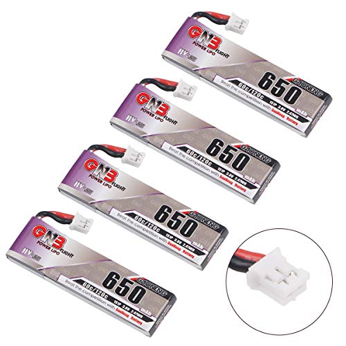 4pcs 650mAh 1S Battery 3.8V HV LiPo Battery 60C with JST-PH 2.0 PowerWhoop