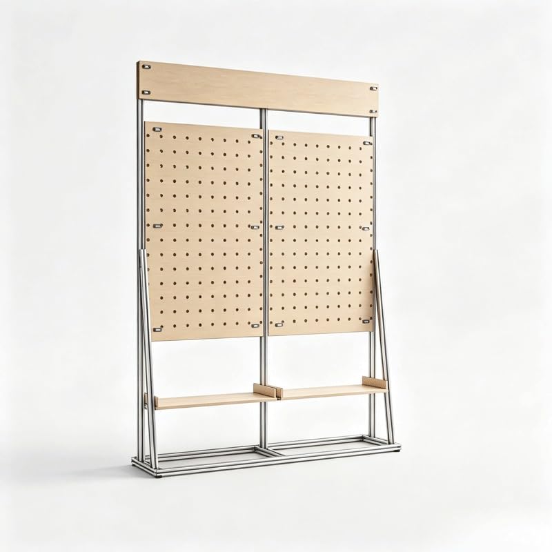 Aluminum Frame Birch Plywood Pegboard Display Rack