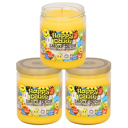 Smoke Odor Exterminator 13oz Jar Candles (Happy Daze, 3)