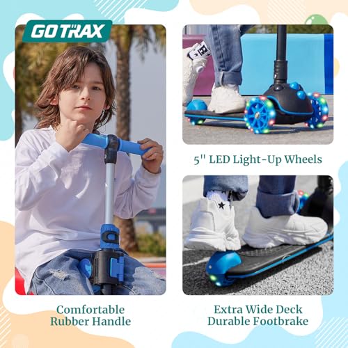 Image of Gotrax KS3 Pro Folding Kick Scooter for Kids, One Key Removable Seat & 3 Extra Wide PU Light-Up Wheels and Anti-Slip Deck, Adjustable Height Handlebar and Lean-to-Steer Scooter for Children Aged 2-8