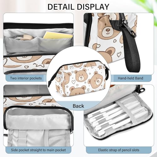 Image of Bolaz Big Capacity Pencil Pen Case Pouch Bag School College Office Organizer for Teens Girls Adults Student-Cute Bear
