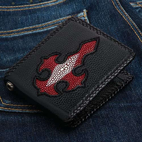 Red Stingray Leather Cross Chain Wallet2
