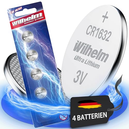4 x CR1632 CR 1632 WILHELM Lithium Knopfzelle 3V 140 mAh ø16 x 3,2 mm Batterie DL1632
