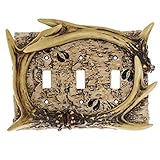 Pine Ridge Deer Antler Triple Switch Cover Home Decor - Wildlife Rustic Hunting Design Switch Plates...