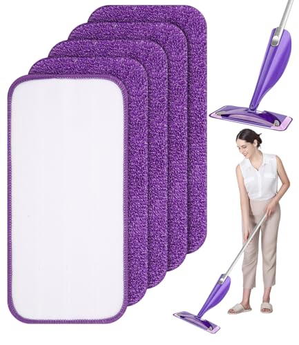 Toaren 5 Mopa de Microfibra Compatible para Swiffer WetJet 30x14cm,Microfiber Mop Pads Panno Ricambio,Microfibra Pavimenti Mop Pad Ricambio Panno,Recambios mopa Reutilizables para Húmedos y Secos viol