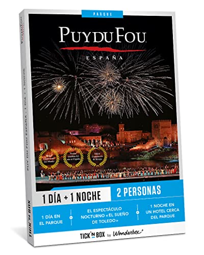 Tick&Box - Caja Regalo - PUY du FOU España - Entrada de 1 Día para 2 Personas y Estancia de 1 Noche - Ven y viaja a través de la Historia - Regalos es para Mujer - Válido por 2 años