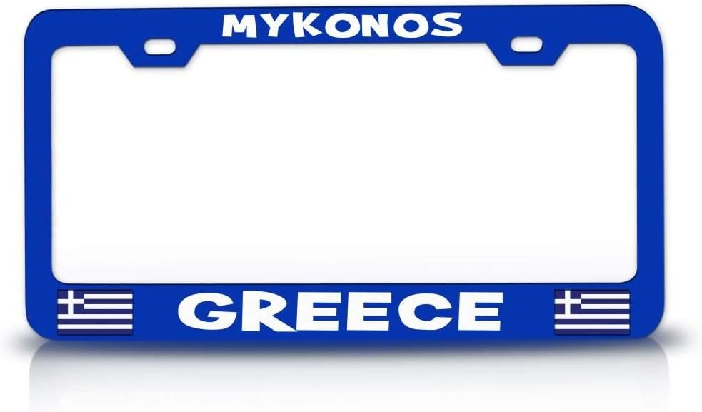 Mykonos Greece Greek Greece Metal Blue Car SUV Truck License Plate Frame t3
