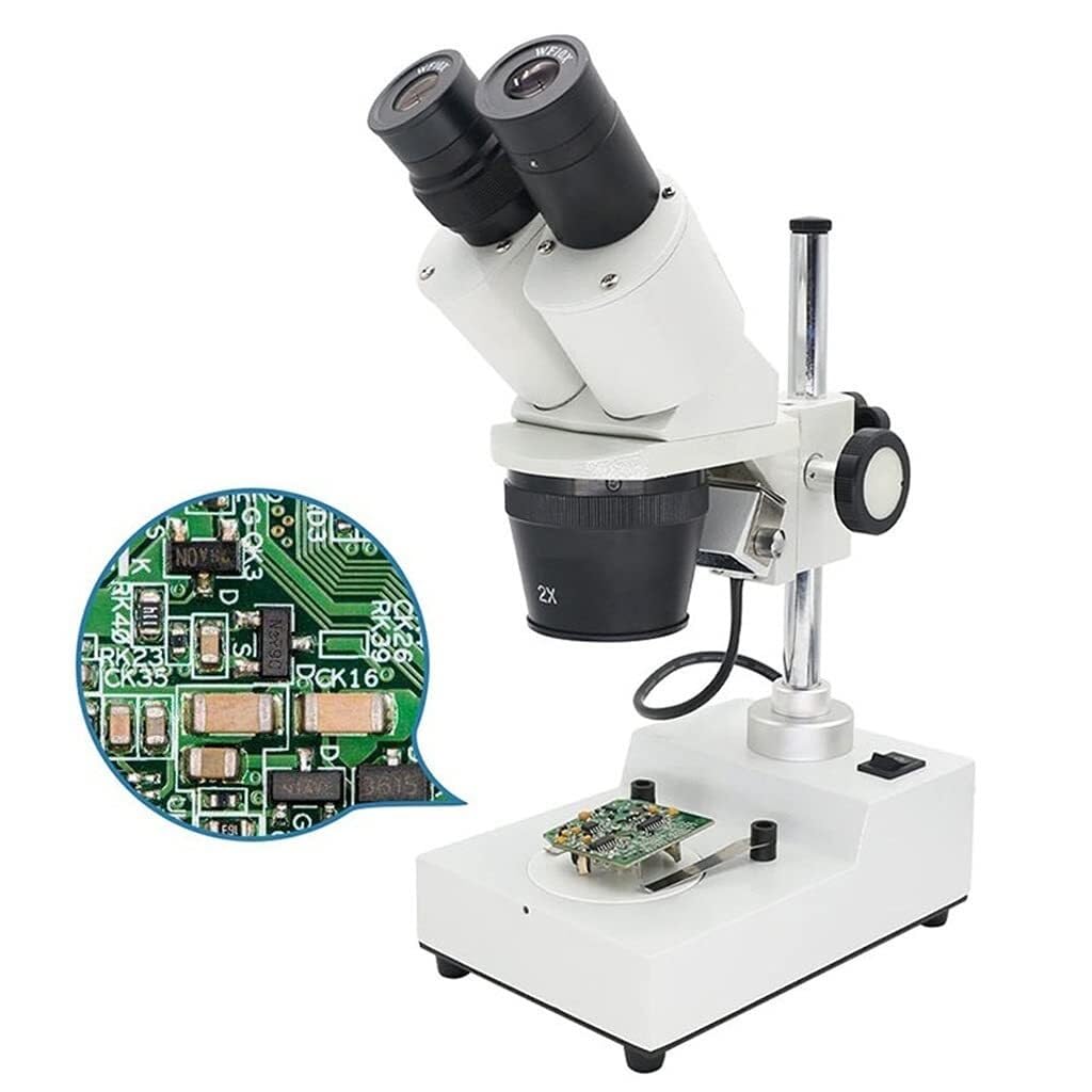Binocular Stereo Microscope, 20X-40X Magnification, Top LED Illumination, Mobile Phone Adapter for PCB Soldering, Jewelry, and Industrial Repairs