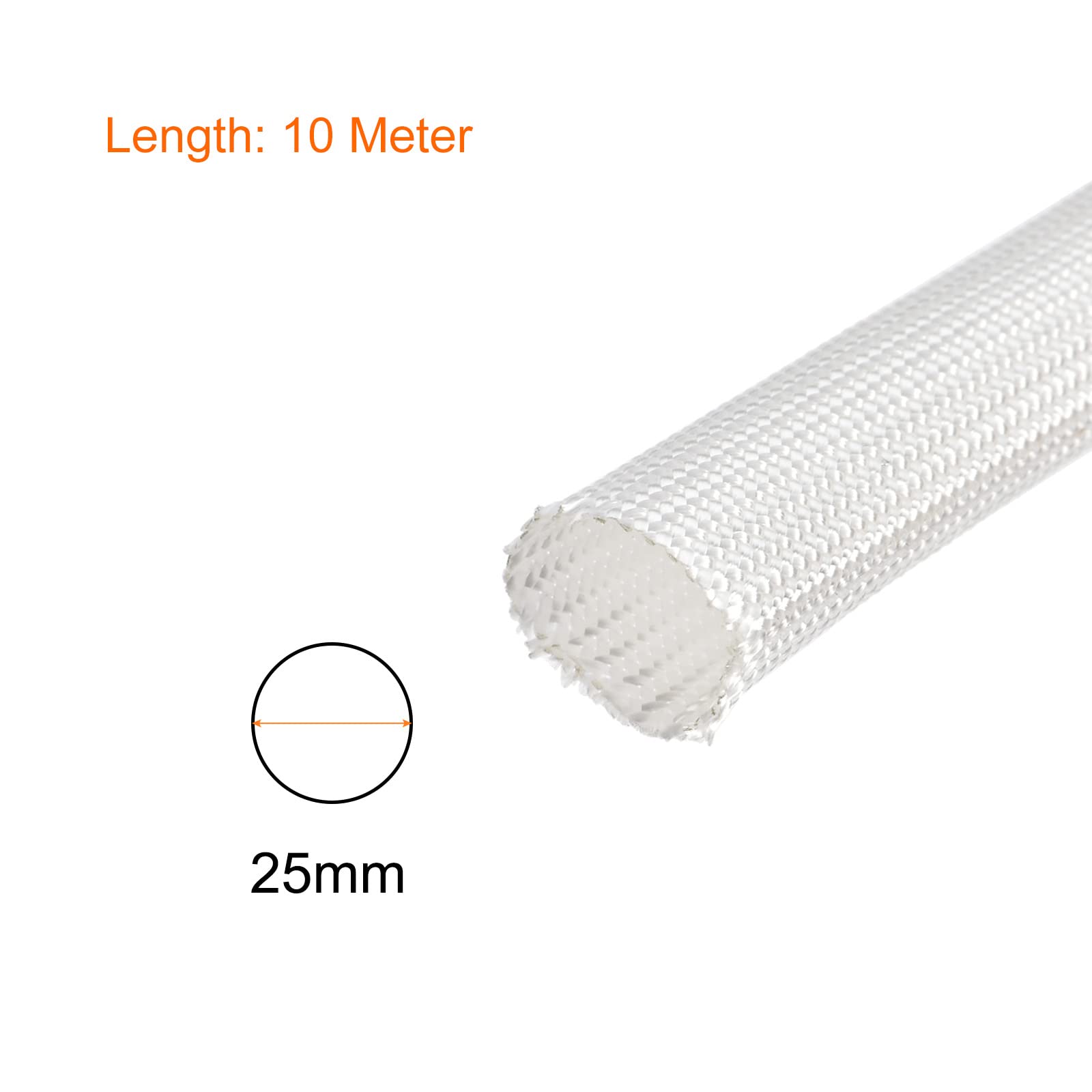 Rebower Fiberglass Sleeve Insulated Cable Protection Tube - 9.8Ft-25mm / White - Image 2