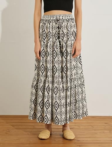 Jupe midi Koton à motif ethnique et cordon de serrage pour femme - 4