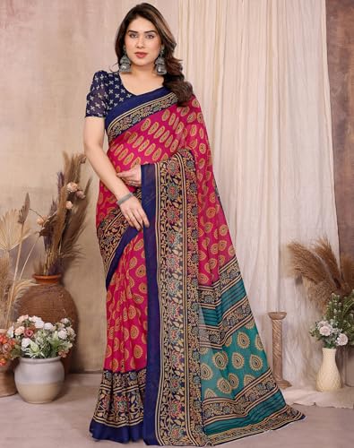 Image of Yashika Women's Georgette Saree with Blouse Piece for Traditional Ethinic Wear Sari