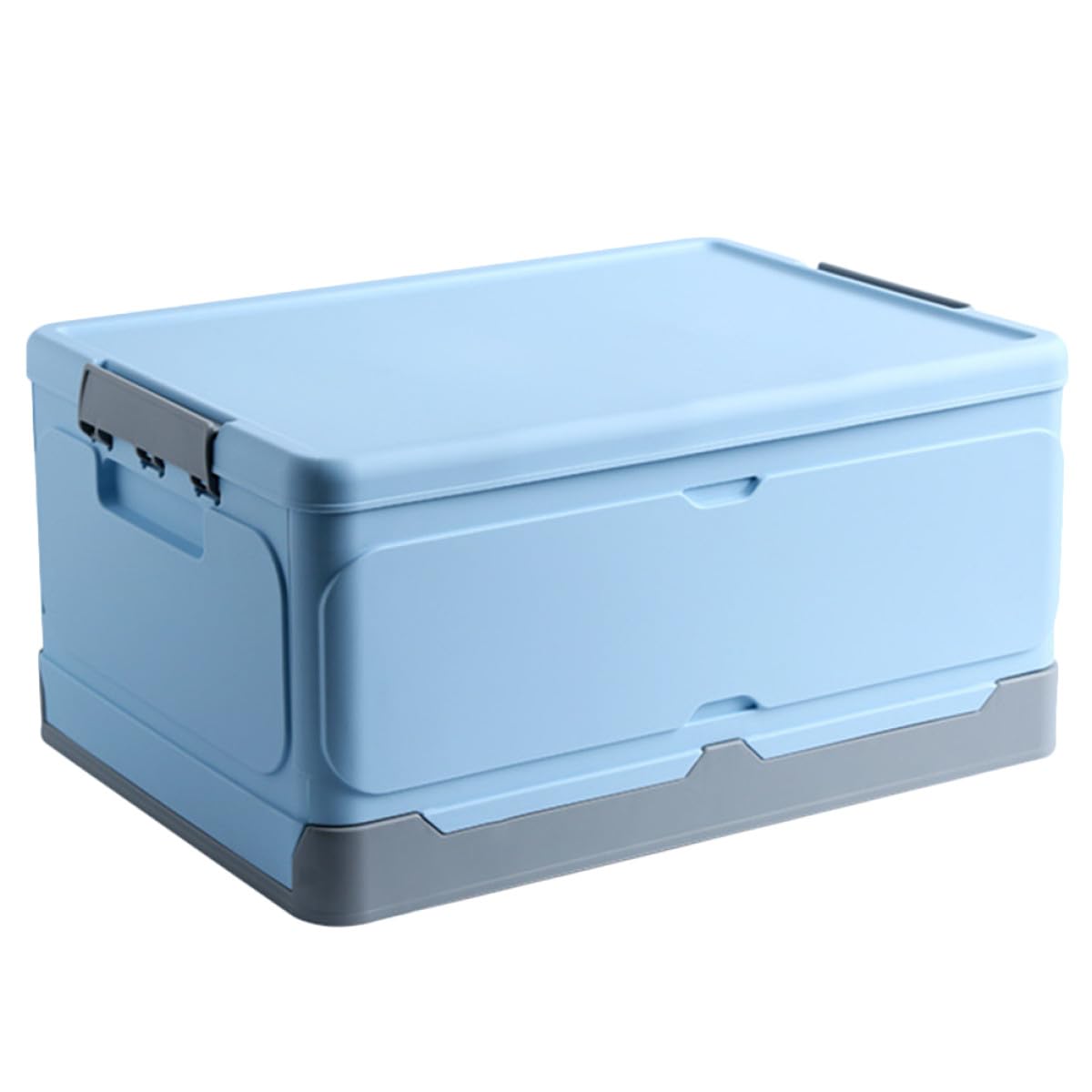 Faltbare Aufbewahrungsbox aus PP Kunststoff 47X34X23Cm mit Deckel und Schnallenverschluss für Esszimmer und Badezimmer Blau Vielseitiger Organizer