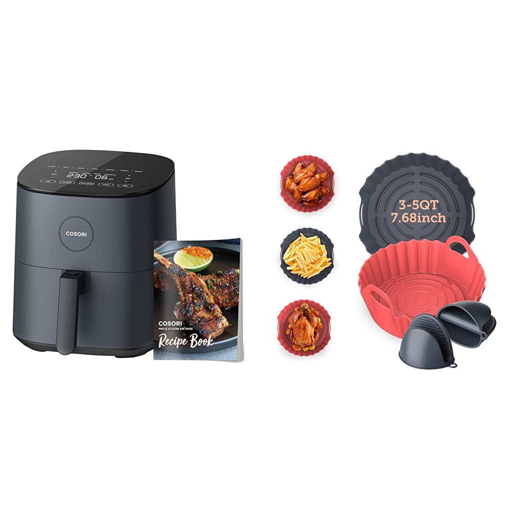 Bundle of COSORI Air Fryer 5 Qt Pro LE Gray COSORI Air Fryer Silicone Liners 2Pcs