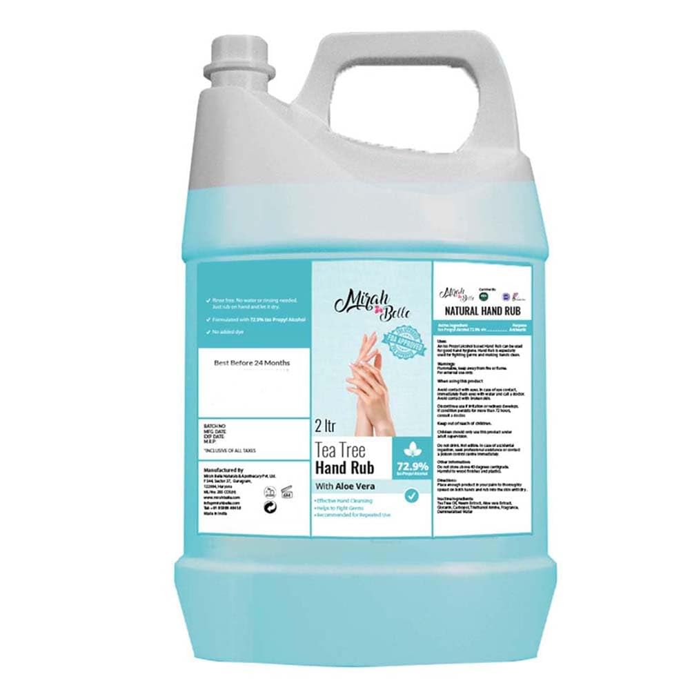 Mirah Belle - Tea Tree, Aloe Vera - Hand Rub Sanitizer Liquid (2 Ltrs) - 2 Get 10 Masks - Fda Approved - 72.9% Alcohol - Best For Men, Women & Children - Natural, Vegan, Sulfate & Paraben Free (B08JTQTKGJ) Amazon Price History, Amazon Price Tracker