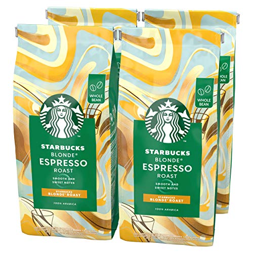 Starbucks Blonde Espresso Roast Café De Grano Entero De Tostado Suave (4 Bolsa de 450g)