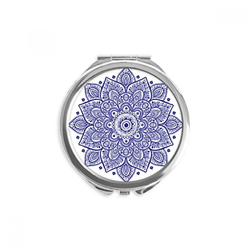Miroir rond de poche à motif floral violet classique pour maquillage portable