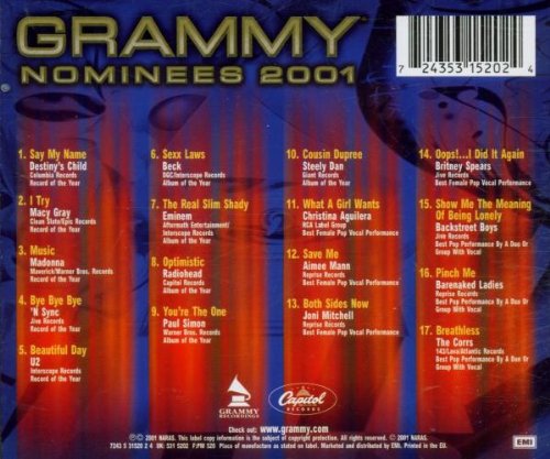 Vista 2 de 2001 Grammy Pop Nominees