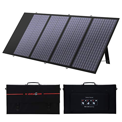 X-DRAGON 130W Foldable Solar Panel Portable Solar Charger with Parallel Port, with MC-4 for Compatible with Most Portable Power Station, Laptop, Cellphone and Tablet