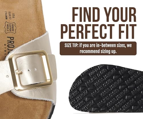 Image of Project Cloud 100% Genuine Leather Sandals Women Dressy Beach Essentials Slides for Women Footwear - Lightweight with Memory Foam Insole Sandals for Women 2026 - Womens Slides
