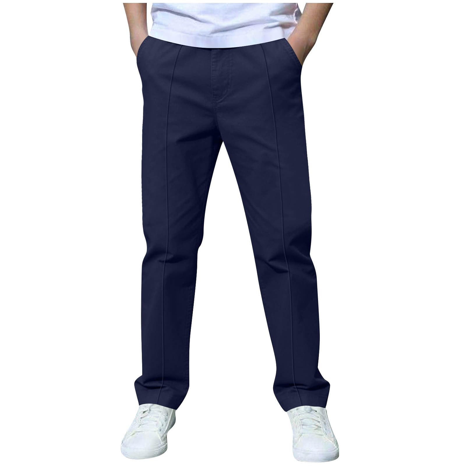 Boys Pants Elastic Waist Trousers Youth Chinos Trousers Pull On Relaxed School Uniform Pants Comfort Twill Pants - 1