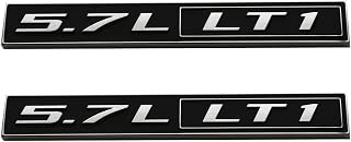 2pcs 5.7L Liter LT1 Real Engine Hood Emblem Badge Nameplate Crate Replacement for Universal Cars (Chrome Black), EI-SilveCutom#2
