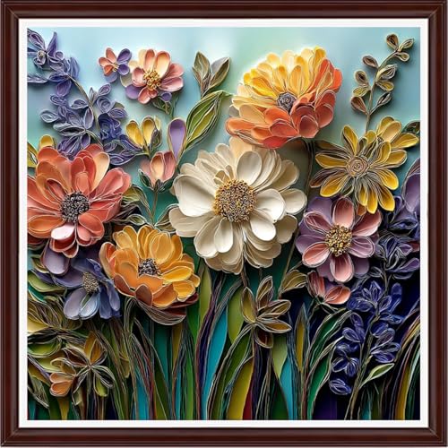 Image of Dooxvey Counted Cross Stitch Kits for Adults 11CT Printed Cross-Stitch Patterns Cross Stitching Embroidery Kit Stamped or Counted Needlepoint Kits-Beautiful Flowers 18x18 inch