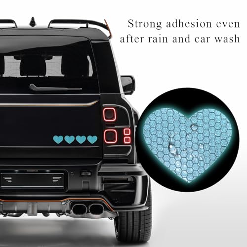 Image of 10PCS Vinyl Decal for Cars, High Intensity Reflective Sticker Night Safety Sign Bumper Decals, Waterproof Grid Vinyl Stickers Scratch Cover for Auto Window Laptop (Heart, Green)