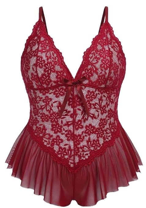 blossea Soft Net Babydoll Lingerie Set | Lightweight Breathable Nightwear Sleepwear Bikini Dress | Women Romantic Night Dress Lingerie for Honeymoon First Night (Z19, Multicolor)-picture-53