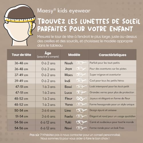 Maesy Lunettes de Soleil Enfant 1-3 Ans - Verres Polarisés UV400 Catégorie 3 - Monture Flexible avec Bandeau Ajustable - Design Rond, Confortables et Sécurisées - Bowi, Brun taupe – vue 2