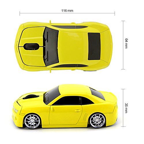 Image of Ai5G for CL Car Mouse Wireless Sport Car Shape Mouse Laptop Desktop Computer Mouse Optical Mice with 2.4GHz Nano USB LED Headlight (Yellow)