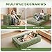 HABUTWAY 3-in-1 Human Dog & Cat Bed with Washable Faux Long Plush Cover, Calming Folding Pet Bed with Comfy Pillow, Large Dog Beds with Non-Slip Bottom for Bedroom & Outdoor Use, (Twin,Green)