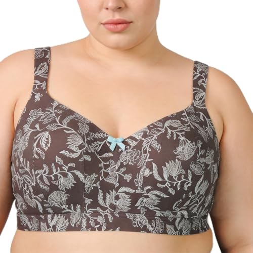 LIQQY Women's Floral Full Coverage No Wire Bra Wirefree Plus-Size Bra (44C, Floral) - image 1