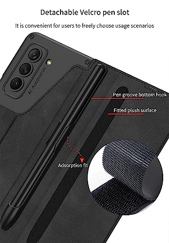SHIEID Capa para Samsung Z Fold 5 com suporte de caneta S - Capa carteira de couro premium, protetor