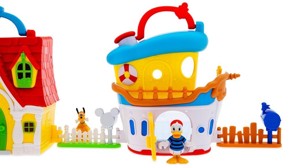 Disney Store Official Donald Duck House Boat Play Set - Interactive Playhouse Junior Toys - Poseable Donald, 12-Piece Set, Perfect for Toddlers