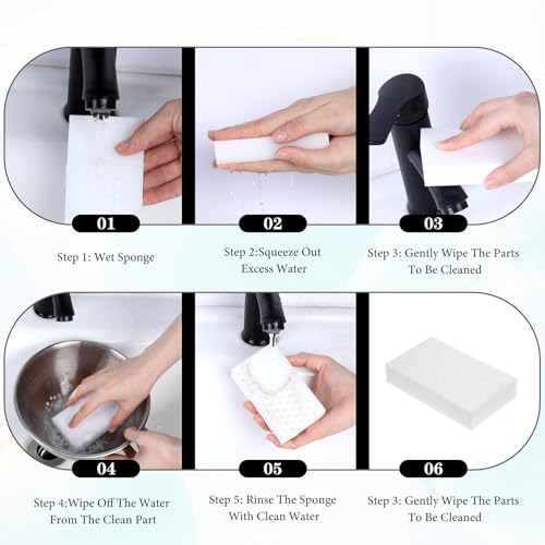 Image of 50 Pack Eraser Sponges Sheets, 4 x 2.4 x 0.8 in Magic Sponge Cleaning Tool, Extra Durable Magics Erasers Kitchen Sponge for Household Cleaning, Melamine Sponges Bulk for Kitchen, Bathroom, Wall