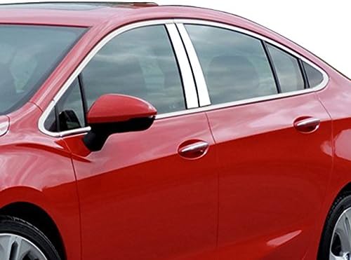 Moldura de poste de pilar de cromo pulido inoxidable 4 piezas, compatible con Chevrolet Cruze 2016-2019 (4 puertas, sedán)