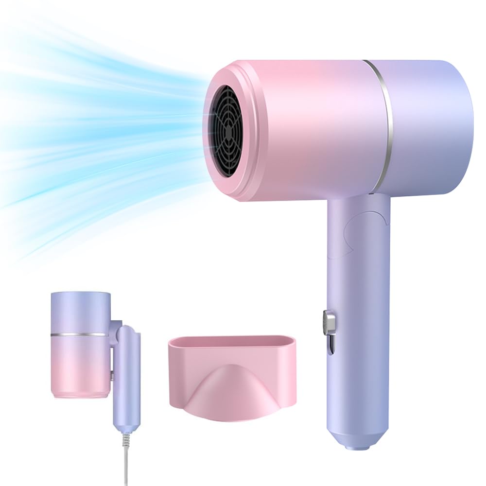 Hair Dryer, Travel Hairdryer, Foldable Small Travel Hair Dryer, Blow Dryer with Heating and Cool Button, Fast Drying Ionic Hairdryer for Women, Men