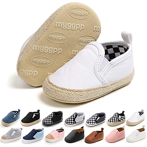 Meckior Infant Baby Girls Boys Canvas Shoes Soft Sole Toddler Slip On Newborn Crib Moccasins Casual Sneaker Austin Boy's Flat Lazy Loafers First Walkers Skate Shoe