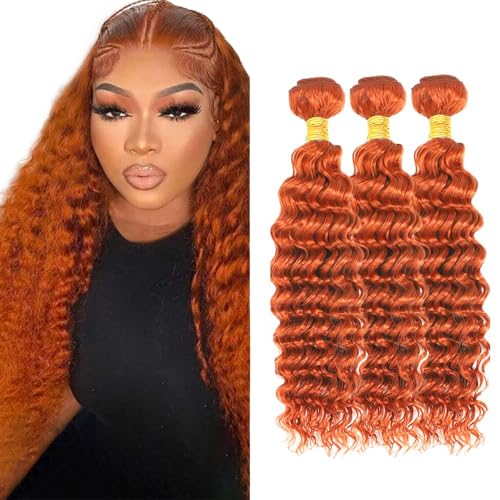 #350 Orange Bundles Deep Wave Bundles Human Hair...