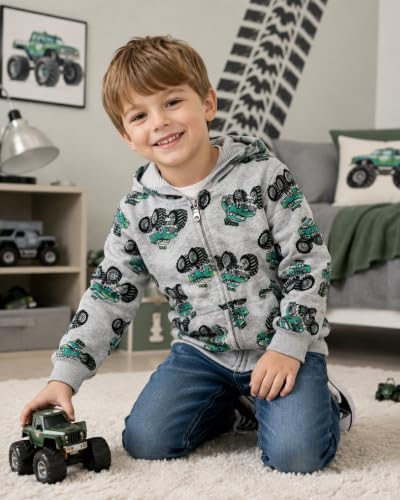 Image of Popshion Boys Toddler Cartoon Dinosaur Hoodies Jacket Cool Long Sleeve Zipper Hooded Sport Sweatshirt Coat for Kids 1-7 Years