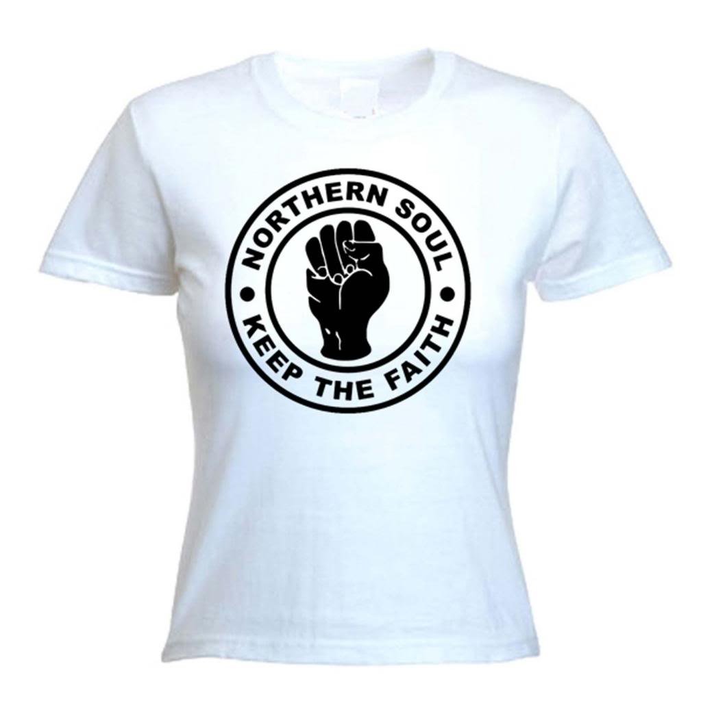 Tribal T-Shirts Womens Northern Soul Keep The Faith T-Shirt (Medium, White)