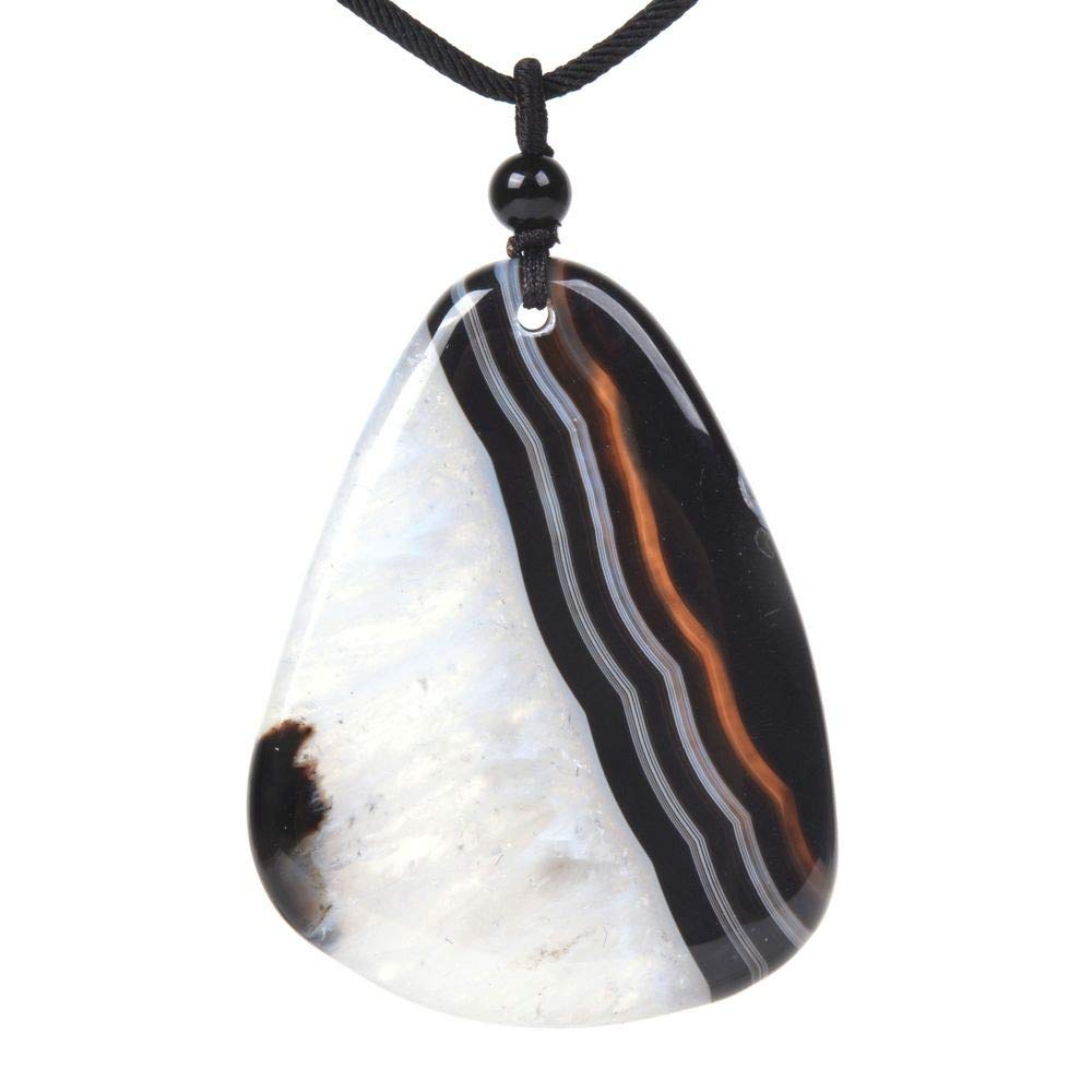 JUST IN STONES Natural Black Drusy druzy Agate Gemstone Healing Crystal Chakra Bead Freeform Charm Pendant Necklace 20 Inch