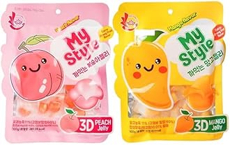 Fruit Peelable Candy - (1+1) 4D peelable Gummies Peach + Mango 100g 3.5oz (Total 200g, 7oz) Jelly Filled Gummies, Gluten Free Individually Wrapped Korean Snacks 과일맛 리치 젤리
