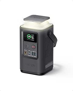 Anker Power Bank Power Station 60,000mAh,Portable Outdoor Generator 87W with Smart Digital Display, Retractable Auto Lighting and SOS Mode, Home Backup(PowerCore Reserve 192Wh) for Travel, Camping