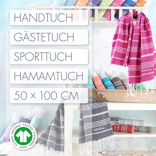 LeStoff Premium Hamamtuch 50 x 100 cm – 100% Bio-Baumwolle, Vorgewaschen, Nachhaltig, Leicht, Kompakt, Saugstark & Schnelltrocknend - Handtuch für Bad, Gäste, Gesicht, Sport, Reise, Camping (Olive)