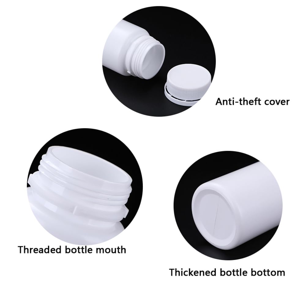 50 Stück Kunststoff-Kapselflaschen aus HDPE, weiß, leere Verschlusskapseln, pharmazeutischer Behälter mit Schraubverschluss, Pillen, Medizin, Kapselpulver, Fläschchen, tragbar, nachfüllbar, 150 ml
