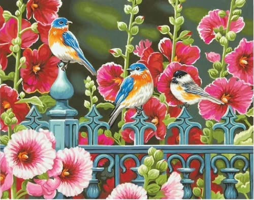 Peinture au diamant 5D oiseau et fleur kit complet strass rond 30x40 cm